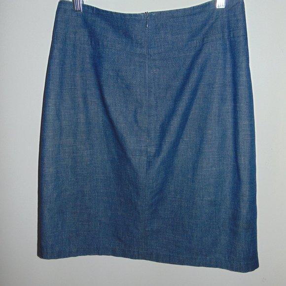 German Designer Von-Ostendorf.de Denim Look Woven Cotton Inverted Pleated Skirt - Picture 3 of 5
